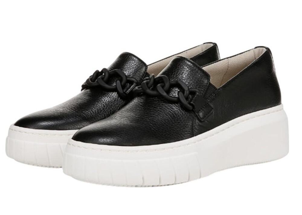 Naturalizer Womens Daphne Casual Sneakers US 12M EU 43 Black Leather Slip on NIB